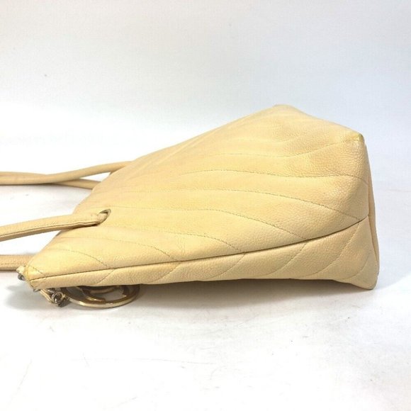 Authentic CHANEL CC CC Mark V-Stitch Chevron Shoulder bag Tote Bag Caviar Leathe - Picture 2 of 16